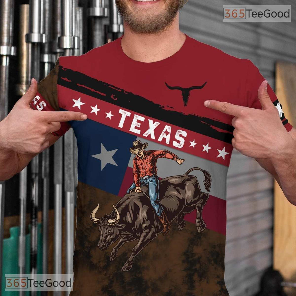 Texas State Red Novelty Graphic 3D Printed Casual Short Sleeve Unisex Tee Styles