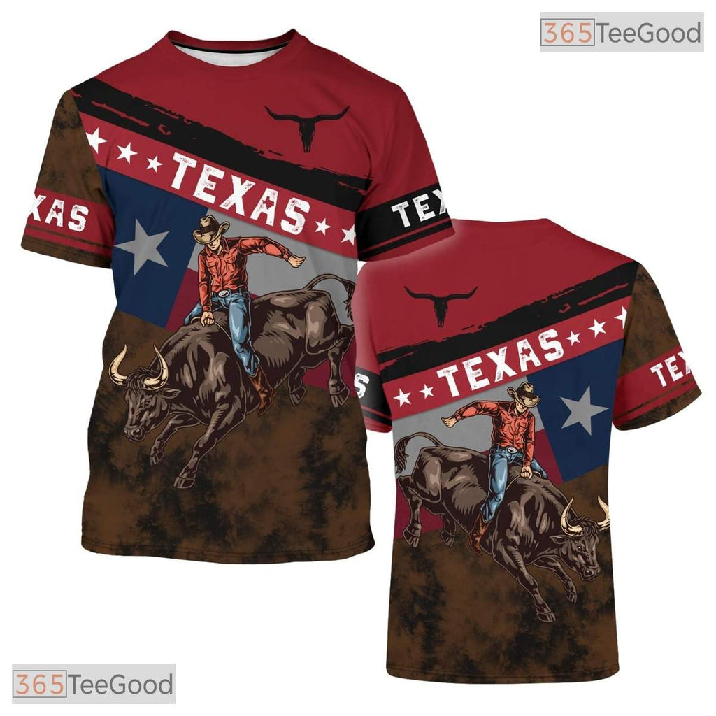 Texas State Red Novelty Graphic 3D Printed Casual Short Sleeve Unisex Tee Styles