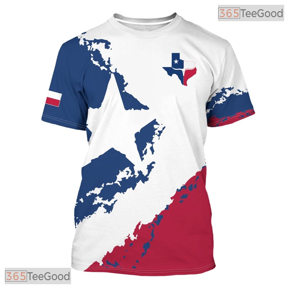 Texas State White Novelty Graphic 3D Printed Casual Short Sleeve Unisex Tee Shirt
