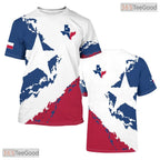 Texas State White Novelty Graphic 3D Printed Casual Short Sleeve Unisex Tee Shirt
