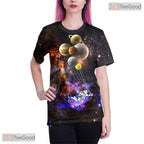 Sleek Black Urban Graphic Art Design 3D Printed Casual Unisex Short Sleeve Tee