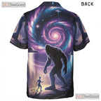 UFO Galaxy Bigfoot Alien Hawaiian Shirt- Unisex Casual Sci-Fi Beachwear Tee