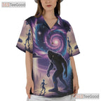 UFO Galaxy Bigfoot Alien Hawaiian Shirt- Unisex Casual Sci-Fi Beachwear Tee