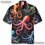 Underwater Octopus Vibrant Sea Life Seamless Print Hawaiian Shirt Unisex Top