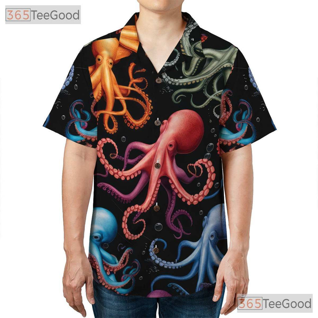 Underwater Octopus Vibrant Sea Life Seamless Print Hawaiian Shirt Unisex Top