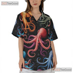 Underwater Octopus Vibrant Sea Life Seamless Print Hawaiian Shirt Unisex Top