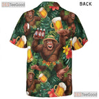 Unique Bigfoot Beer Print Hawaiian Tee - Women's Tropical Style Shirt