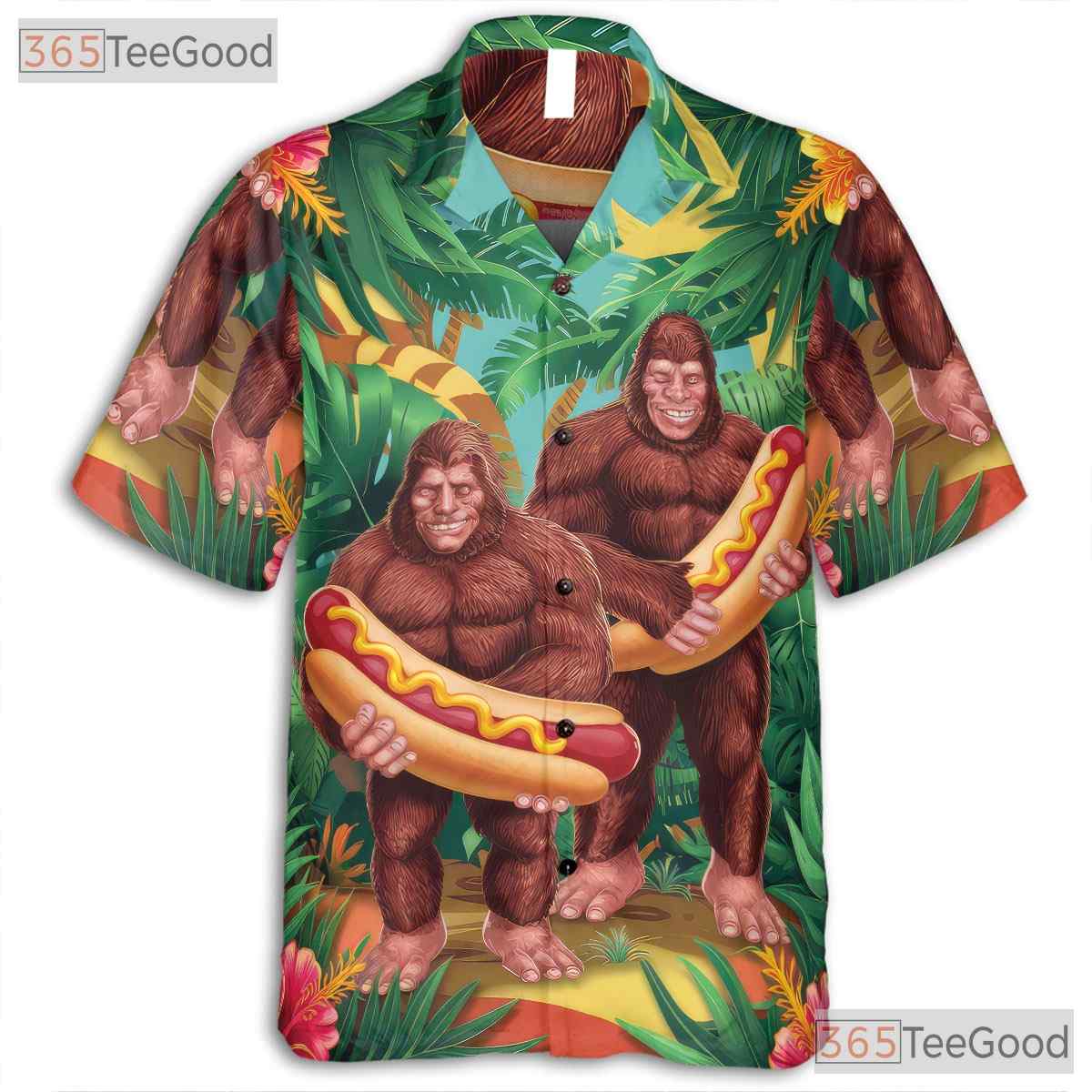 Unique Bigfoot Hot Dog Hawaiian Tee - Women's Aloha Beach Design Shirt