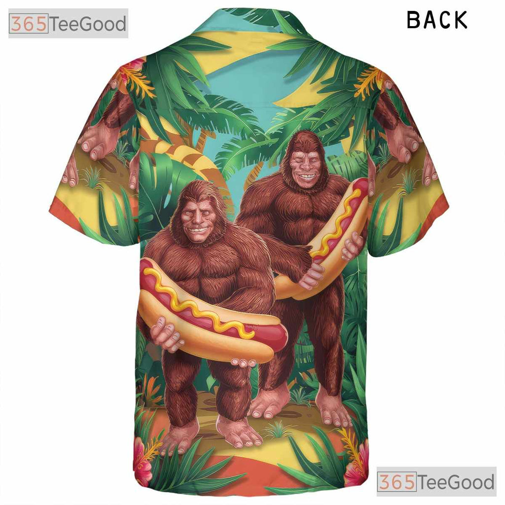 Unique Bigfoot Hot Dog Hawaiian Tee - Women's Aloha Beach Design Shirt