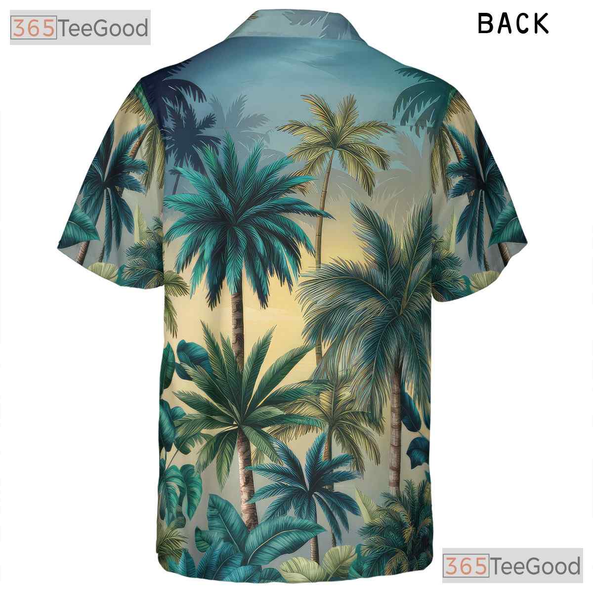 Unique Palm Tree Sunset Hawaiian Tee - Men's Tropical Print Beachwear