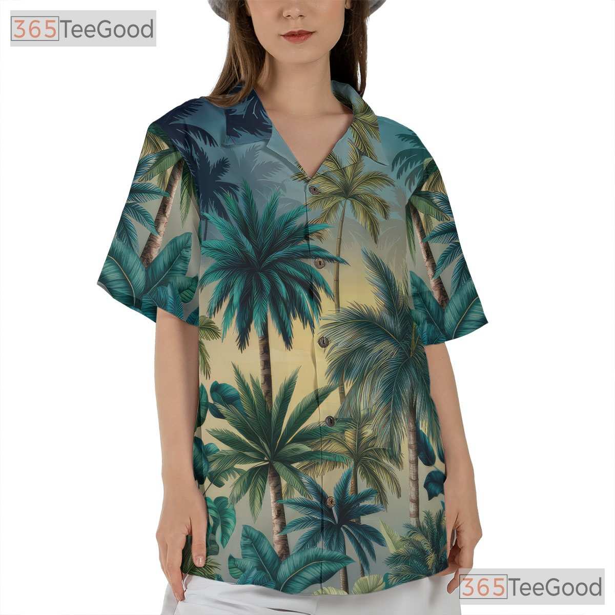Unique Palm Tree Sunset Hawaiian Tee - Men's Tropical Print Beachwear