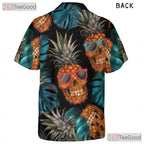 Unique Pineapple Skull Hawaiian Tee - Women's Gothic Beach Party Shirt