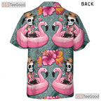 Unique Skeleton Flamingo Tropical Hawaiian Tee Unisex Summer Beach Style
