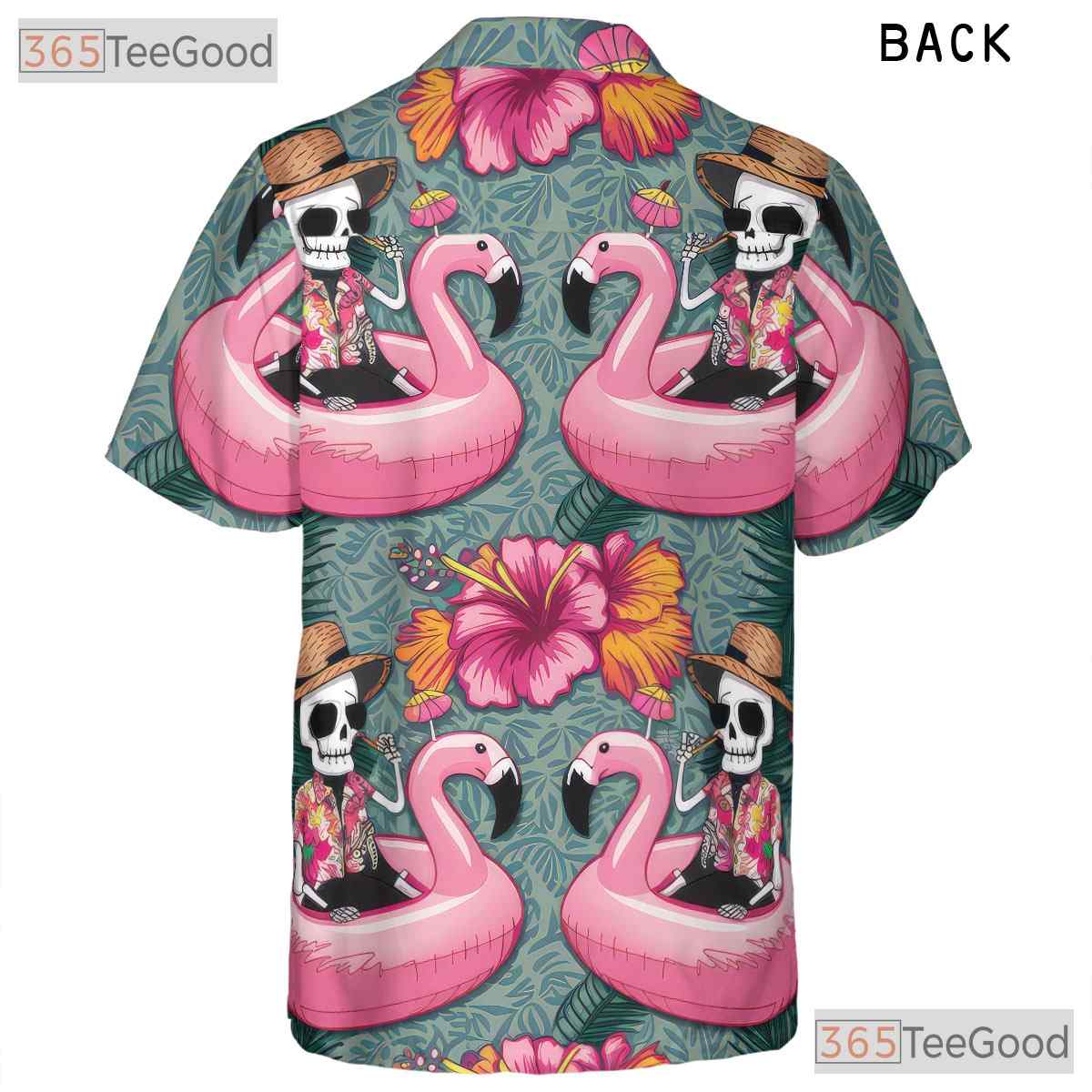 Unique Skeleton Flamingo Tropical Hawaiian Tee Unisex Summer Beach Style