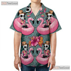 Unique Skeleton Flamingo Tropical Hawaiian Tee Unisex Summer Beach Style