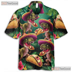 Unique T-Rex Sombrero Taco Hawaiian Tee - Adult Tropical Print Beachwear