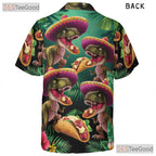 Unique T-Rex Sombrero Taco Hawaiian Tee - Adult Tropical Print Beachwear