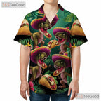 Unique T-Rex Sombrero Taco Hawaiian Tee - Adult Tropical Print Beachwear