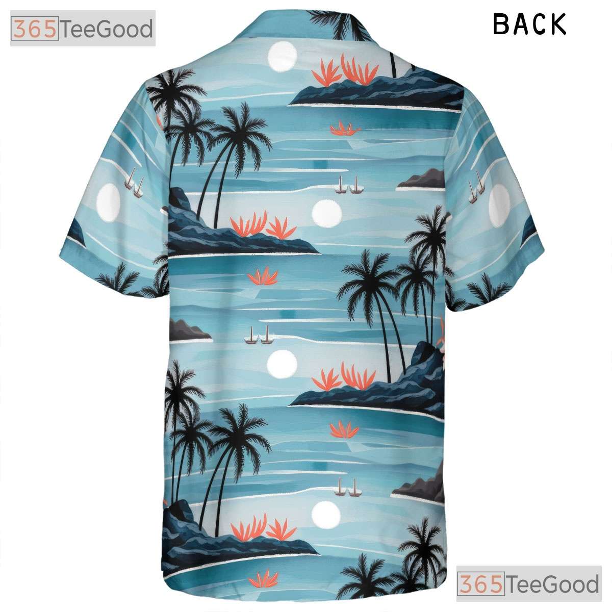 Unisex Beach Vacation Hawaiian Shirt- Watercolor Palm Tree Ocean Sunset Top