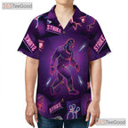 Unisex Bigfoot Neon Bowling Strike Hawaiian Shirt- Funny Summer Casual Apparel