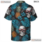 Unisex Blue Skull Pineapple Hawaiian Shirt - Gothic Tropical Beach Style