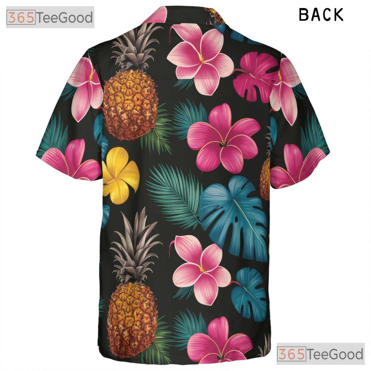 Unisex Bright Pineapple Hibiscus Hawaiian Shirt- Tropical Floral Summer Top