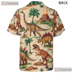 Unisex Dino Jungle Volcano Hawaiian Shirt - Fossil Prehistoric Beach Style