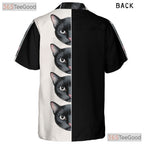 Unisex Gothic Black Cat Hawaiian Shirt- Retro Aesthetic Peeking Face Art Tee