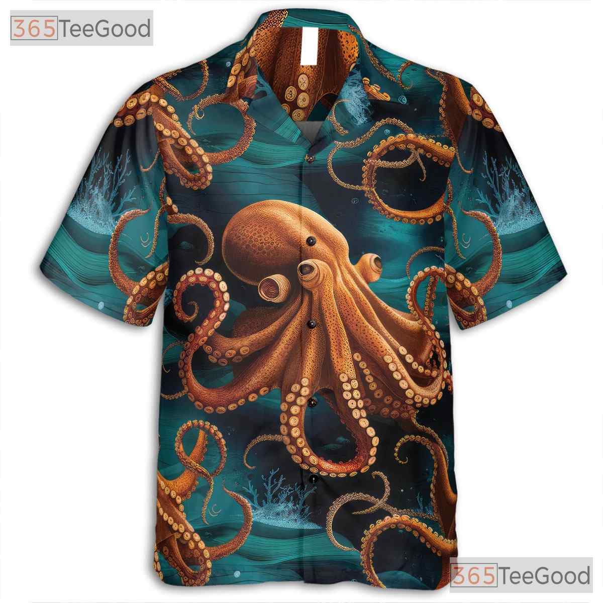 Unisex Kraken Octopus Hawaiian Tee - Deep Ocean Marine Life Aloha Look