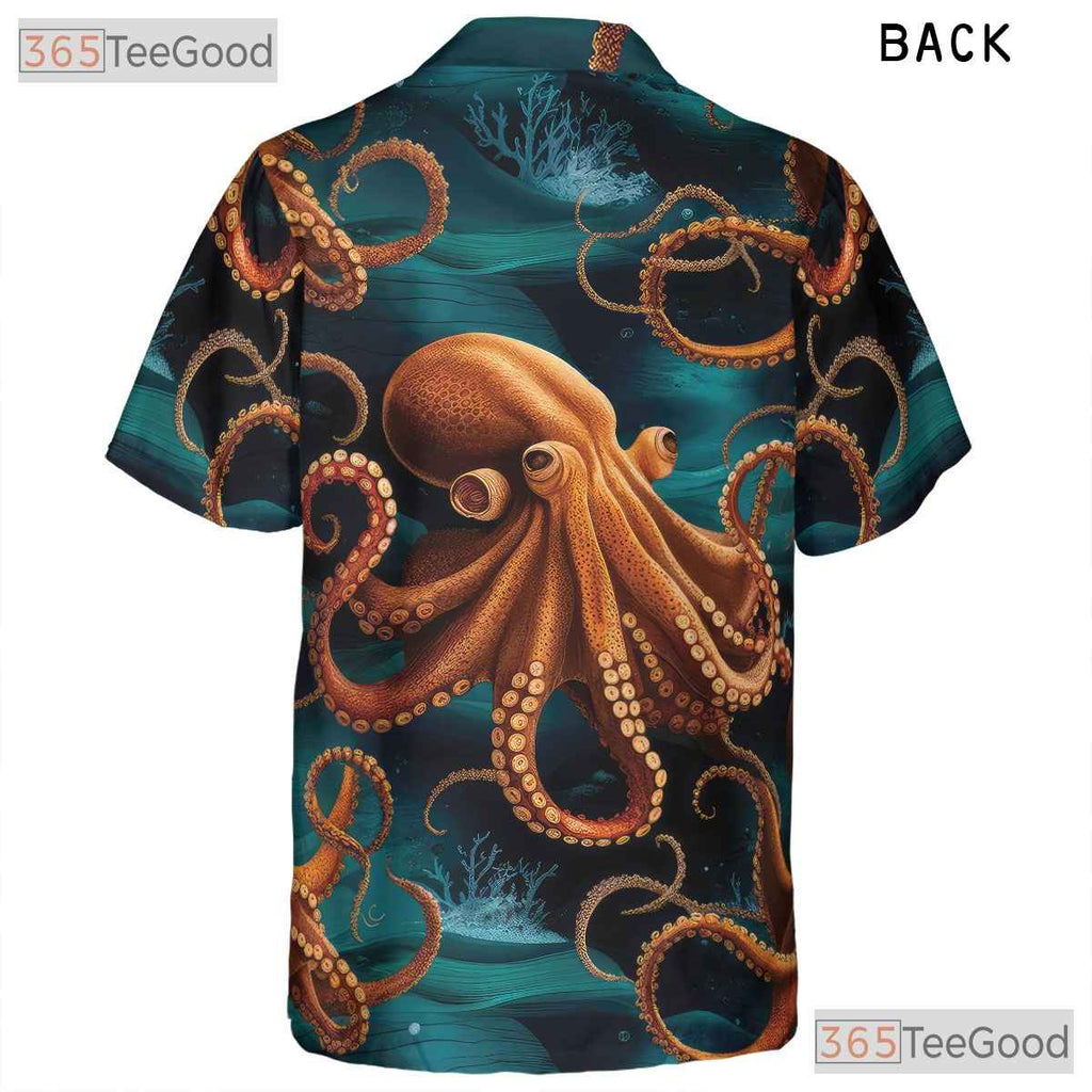 Unisex Kraken Octopus Hawaiian Tee - Deep Ocean Marine Life Aloha Look
