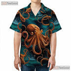 Unisex Kraken Octopus Hawaiian Tee - Deep Ocean Marine Life Aloha Look