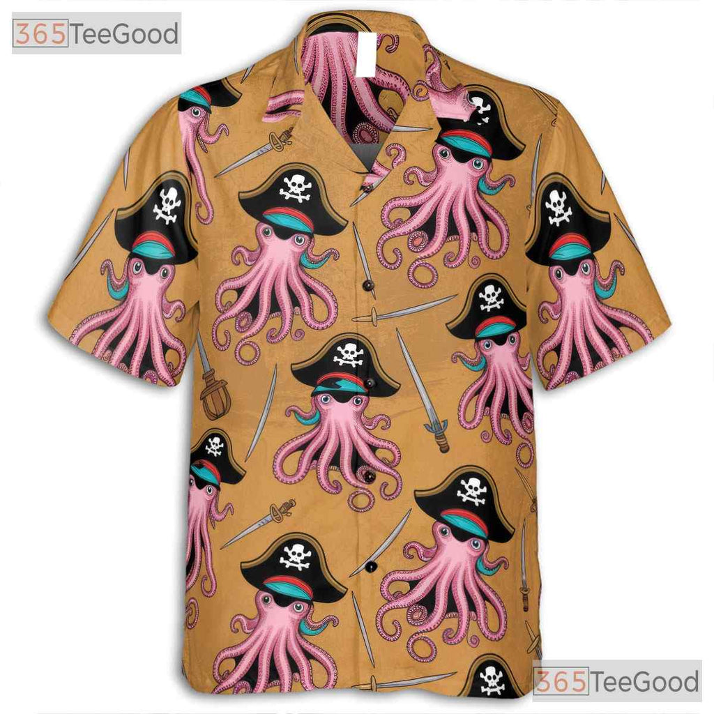 Unisex Kraken Pirate Hawaiian Shirt- Nautical Ocean Theme Beachwear Apparel