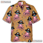 Unisex Kraken Pirate Hawaiian Shirt- Nautical Ocean Theme Beachwear Apparel