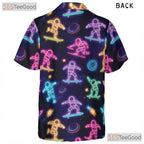 Unisex Neon Astronaut Skateboard Hawaiian Shirt- Space Galaxy Casual Apparel