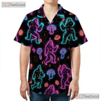 Unisex Neon Bigfoot Psychedelic Hawaiian Shirt- Trippy Mushroom Festival Top