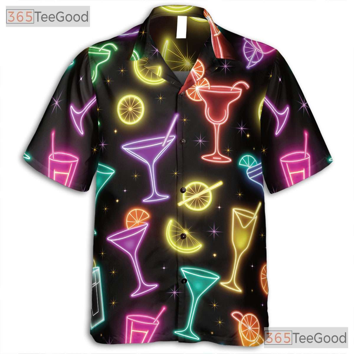 Unisex Neon Cocktail Hawaiian Shirt- Margarita Martini Party Night Apparel