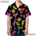 Unisex Neon Cocktail Hawaiian Shirt- Margarita Martini Party Night Apparel
