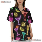 Unisex Neon Cocktail Hawaiian Shirt- Margarita Martini Party Night Apparel