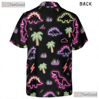 Unisex Neon Dinosaur Tropical Hawaiian Shirt- Funny Cool Button-Up Apparel