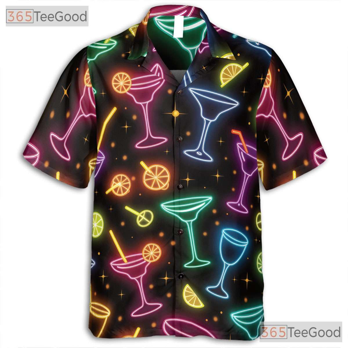 Unisex Neon Margarita Martini Hawaiian Shirt- Cocktail Party Night Beach Top