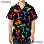 Unisex Neon Margarita Martini Hawaiian Shirt- Cocktail Party Night Beach Top
