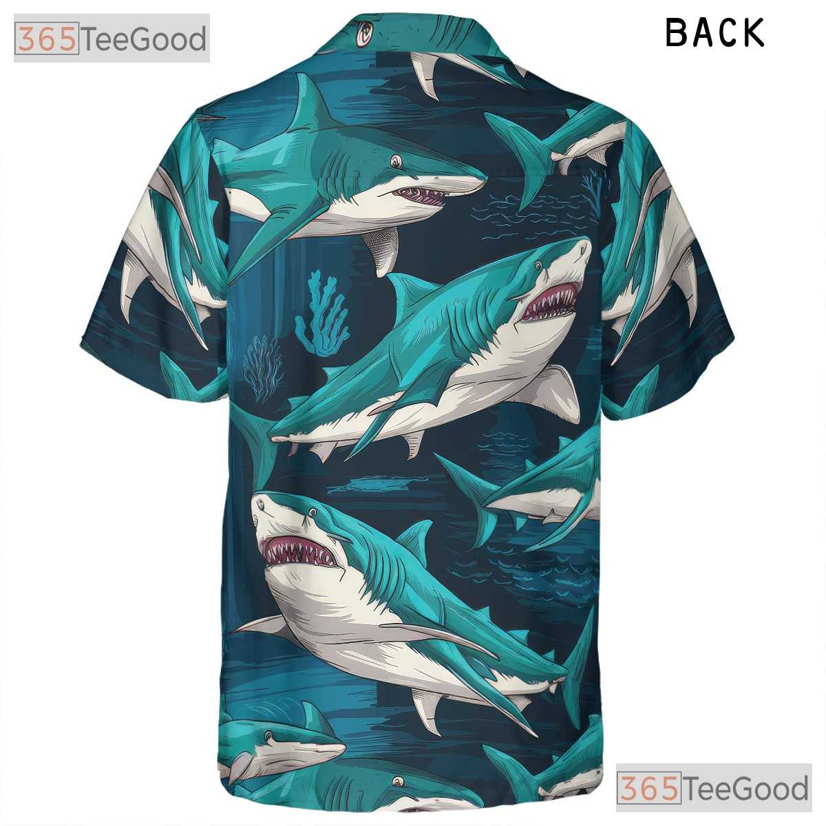 Unisex Predator Shark Hawaiian Tee - Ocean Beach Surf Tropical Vacation Look