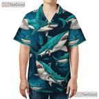 Unisex Predator Shark Hawaiian Tee - Ocean Beach Surf Tropical Vacation Look