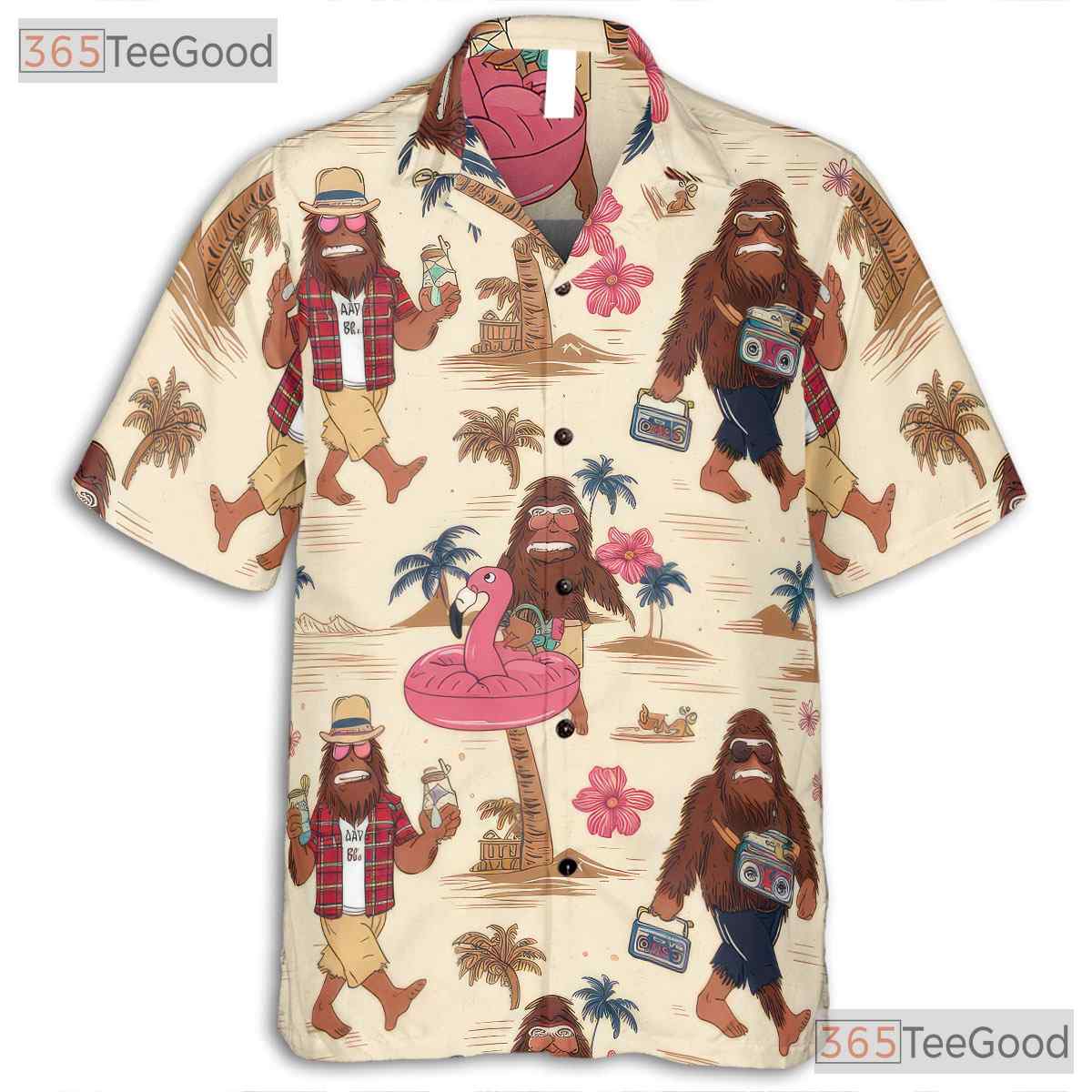 Unisex Sasquatch Hawaiian Shirt - Funny Bigfoot Forest Beach Vacation Style