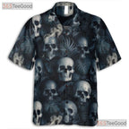 Unisex Skull Smoke Hawaiian Shirt - Gothic Grunge Dark Aesthetic Beachwear