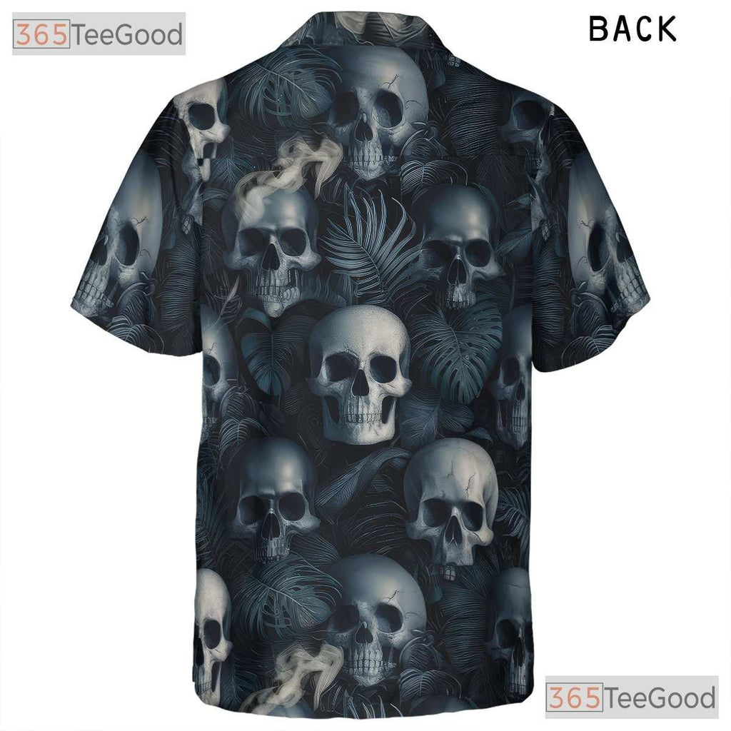Unisex Skull Smoke Hawaiian Shirt - Gothic Grunge Dark Aesthetic Beachwear