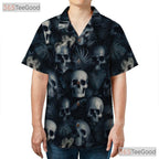 Unisex Skull Smoke Hawaiian Shirt - Gothic Grunge Dark Aesthetic Beachwear