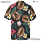 Unisex Sports Baseball Hawaiian Shirt- Tropical Palm Leaf Floral Vacation Top