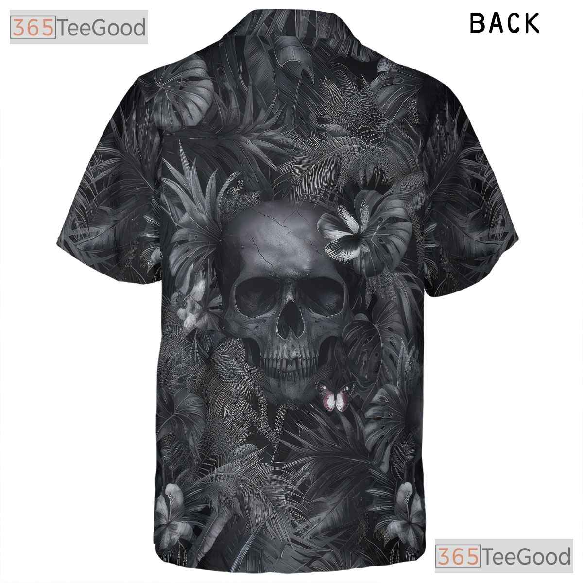 Unisex Tropical Gothic Skull Hawaiian Shirt - Dark Floral Punk Rock Tee