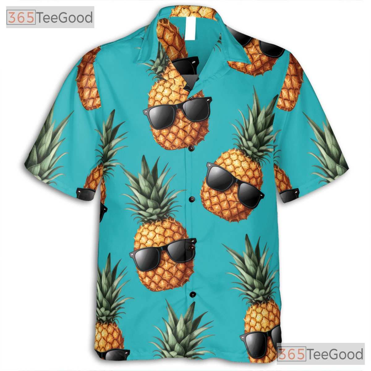 Unisex Tropical Pineapple Hawaiian Shirt- Summer Aloha Fruit Beach Party Tee